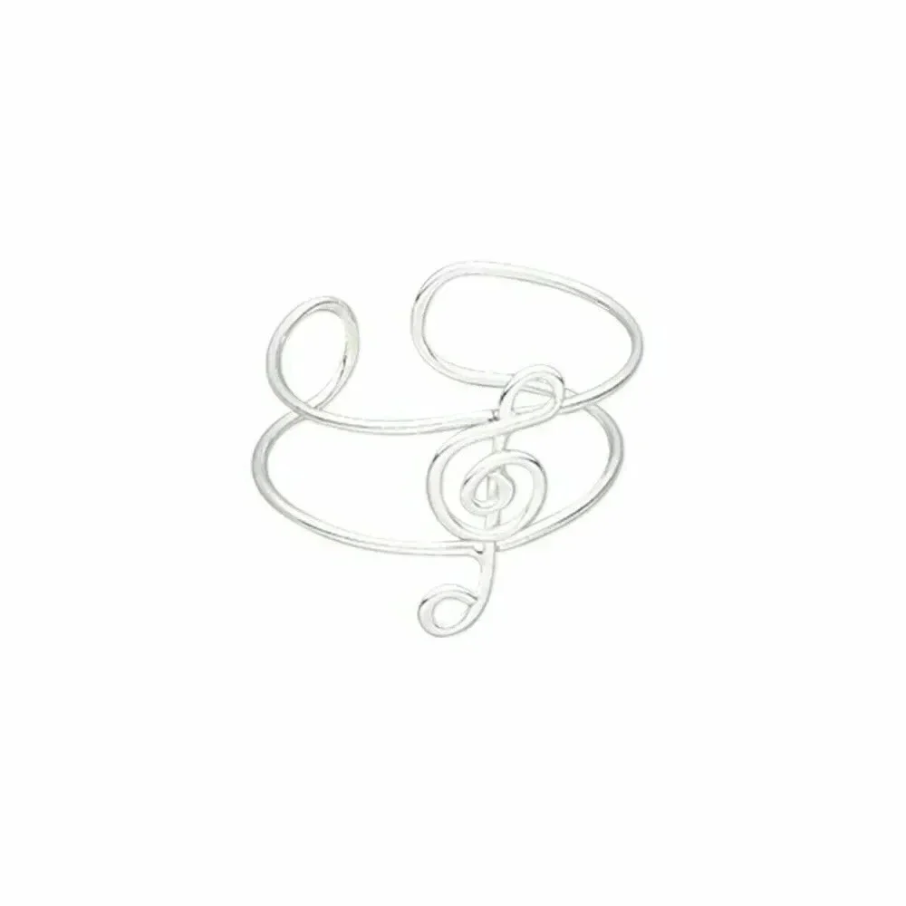 Handcrafted Sterling Silver Over Copper Thailand Treble Clef Music Ring